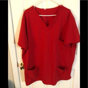 MediPia Red Scrub Top, Plus Size 3X